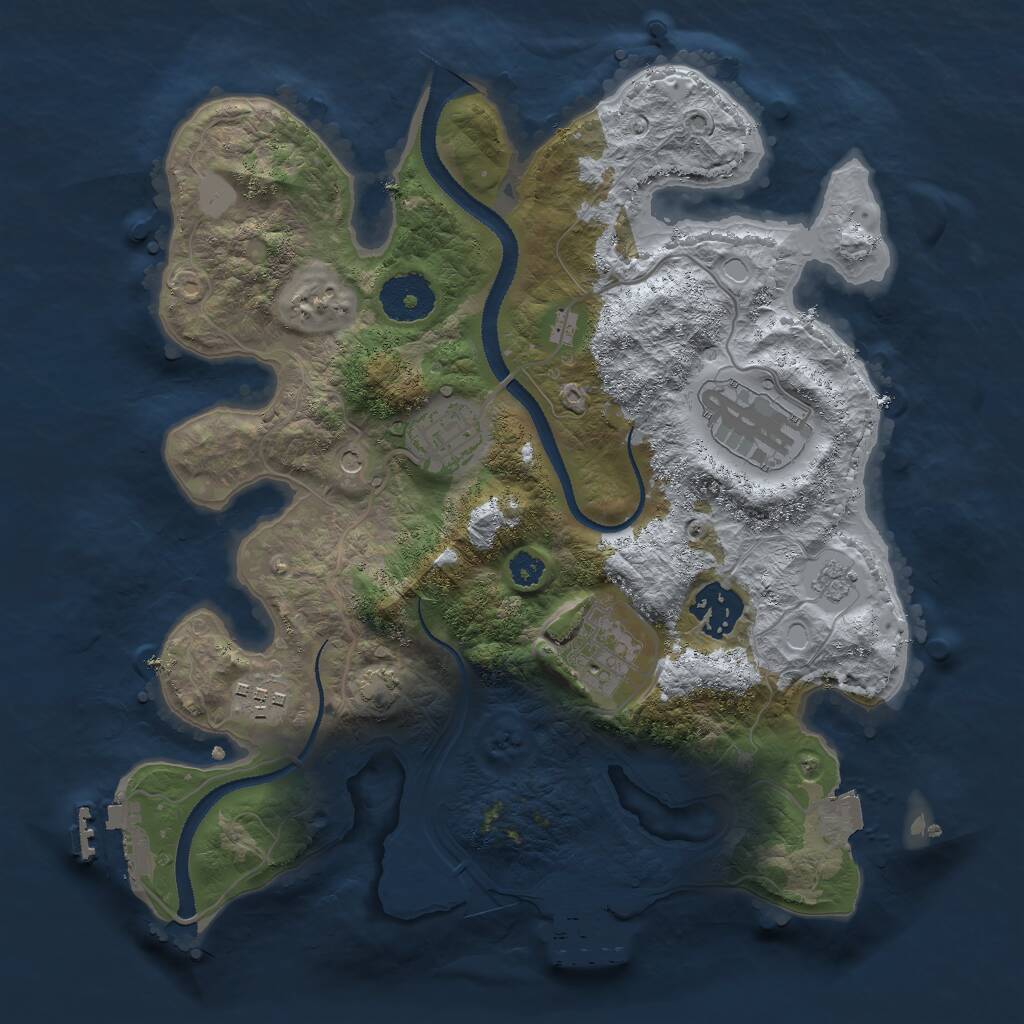Rust Map: Procedural Map, Size: 3000, Seed: 25275, 11 Monuments