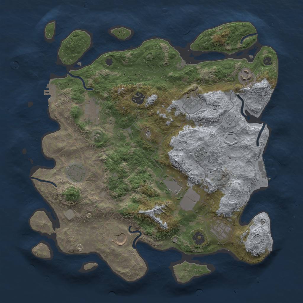 Rust Map: Procedural Map, Size: 3700, Seed: 960166366, 16 Monuments