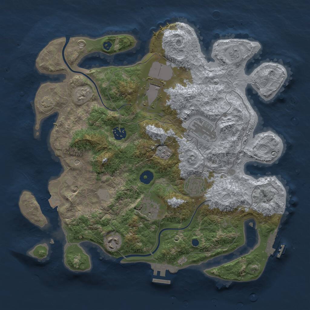 Rust Map: Procedural Map, Size: 3500, Seed: 1126, 13 Monuments