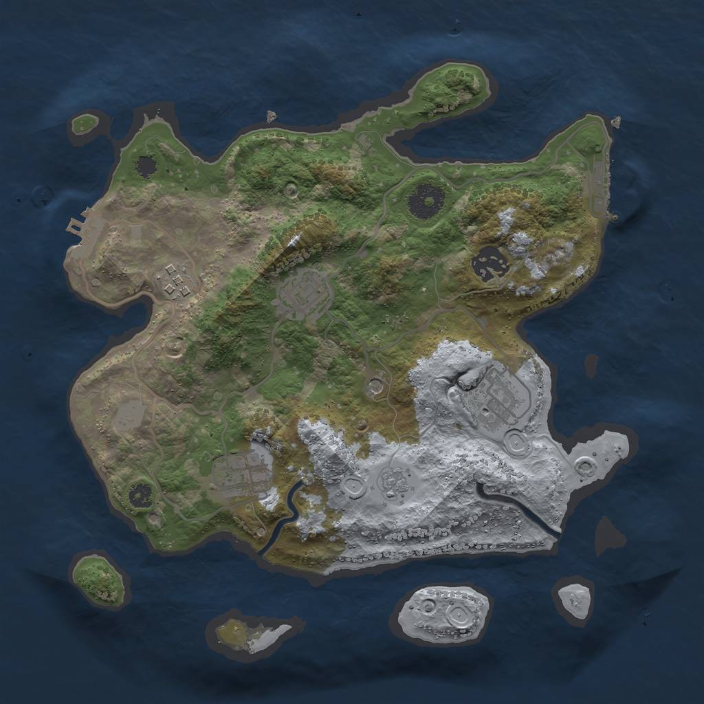 Rust Map: Procedural Map, Size: 3000, Seed: 26553, 12 Monuments