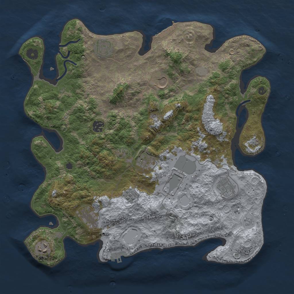 Rust Map: Procedural Map, Size: 3800, Seed: 498792, 16 Monuments