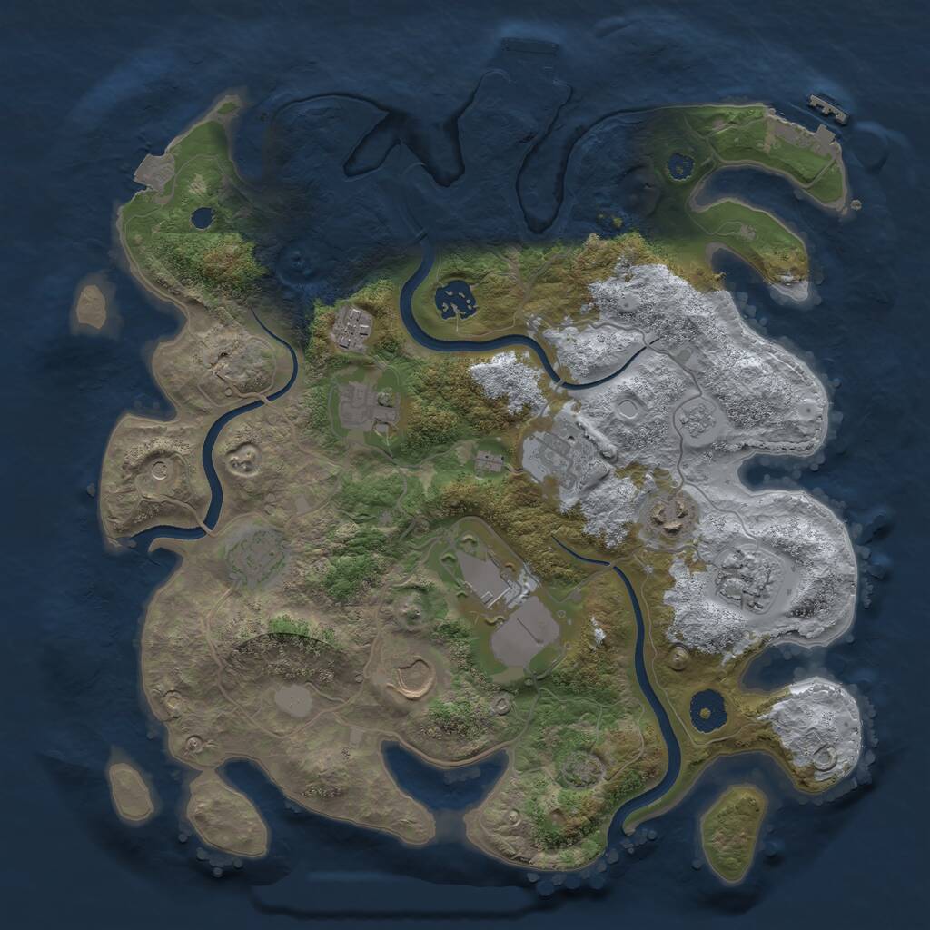 Rust Map: Procedural Map, Size: 3500, Seed: 89652523, 15 Monuments