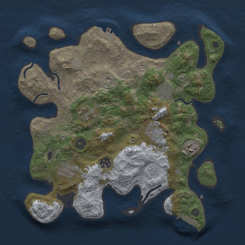 Rust Map: Procedural Map, Size: 3250, Seed: 1007107985, 13 Monuments