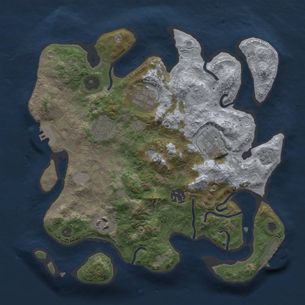 Rust Map: Procedural Map, Size: 3000, Seed: 30677, 13 Monuments