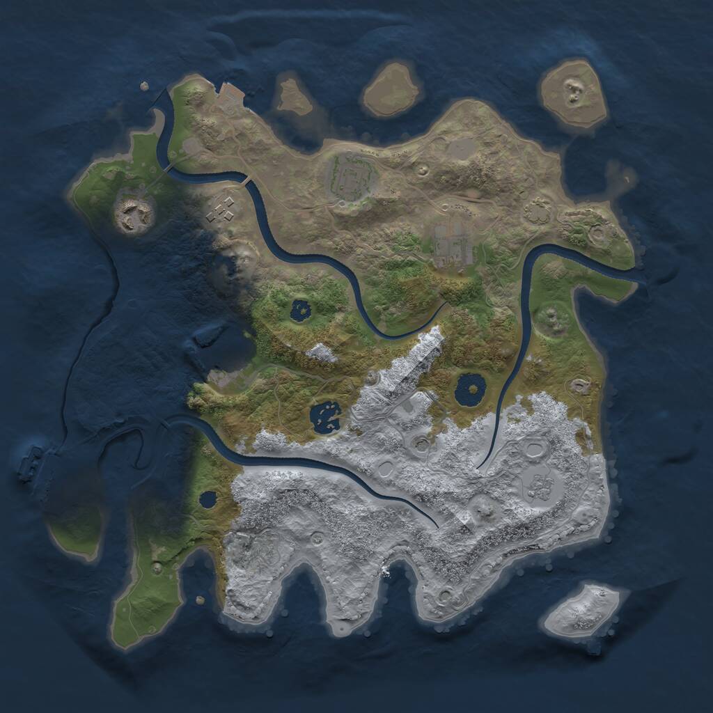 Rust Map: Procedural Map, Size: 3300, Seed: 1484213979, 11 Monuments