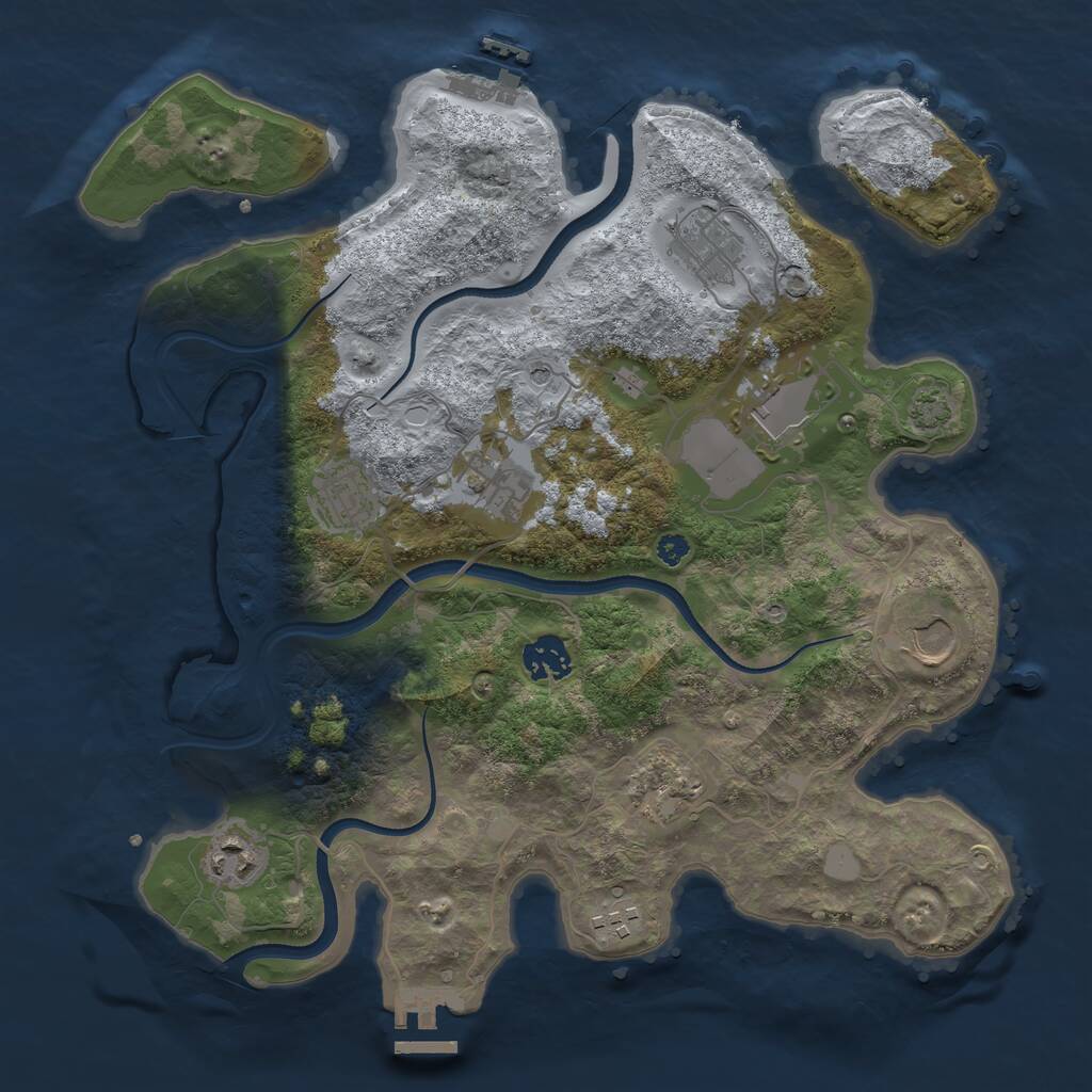 Rust Map: Procedural Map, Size: 3500, Seed: 1891313305, 14 Monuments