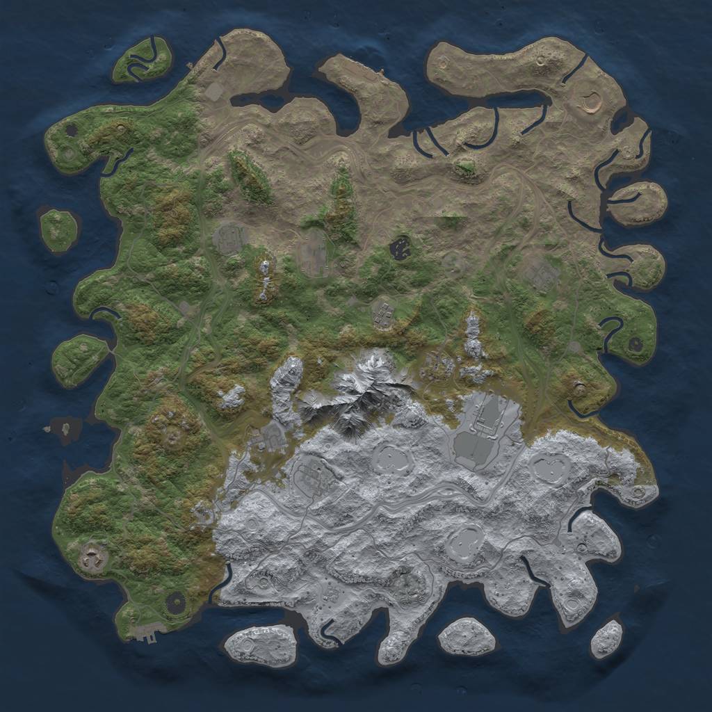 Rust Map: Procedural Map, Size: 5000, Seed: 154594643, 18 Monuments