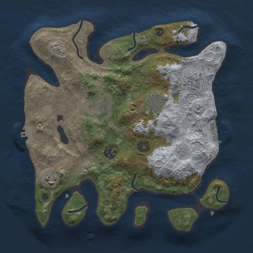 Rust Map: Procedural Map, Size: 3000, Seed: 30101, 11 Monuments
