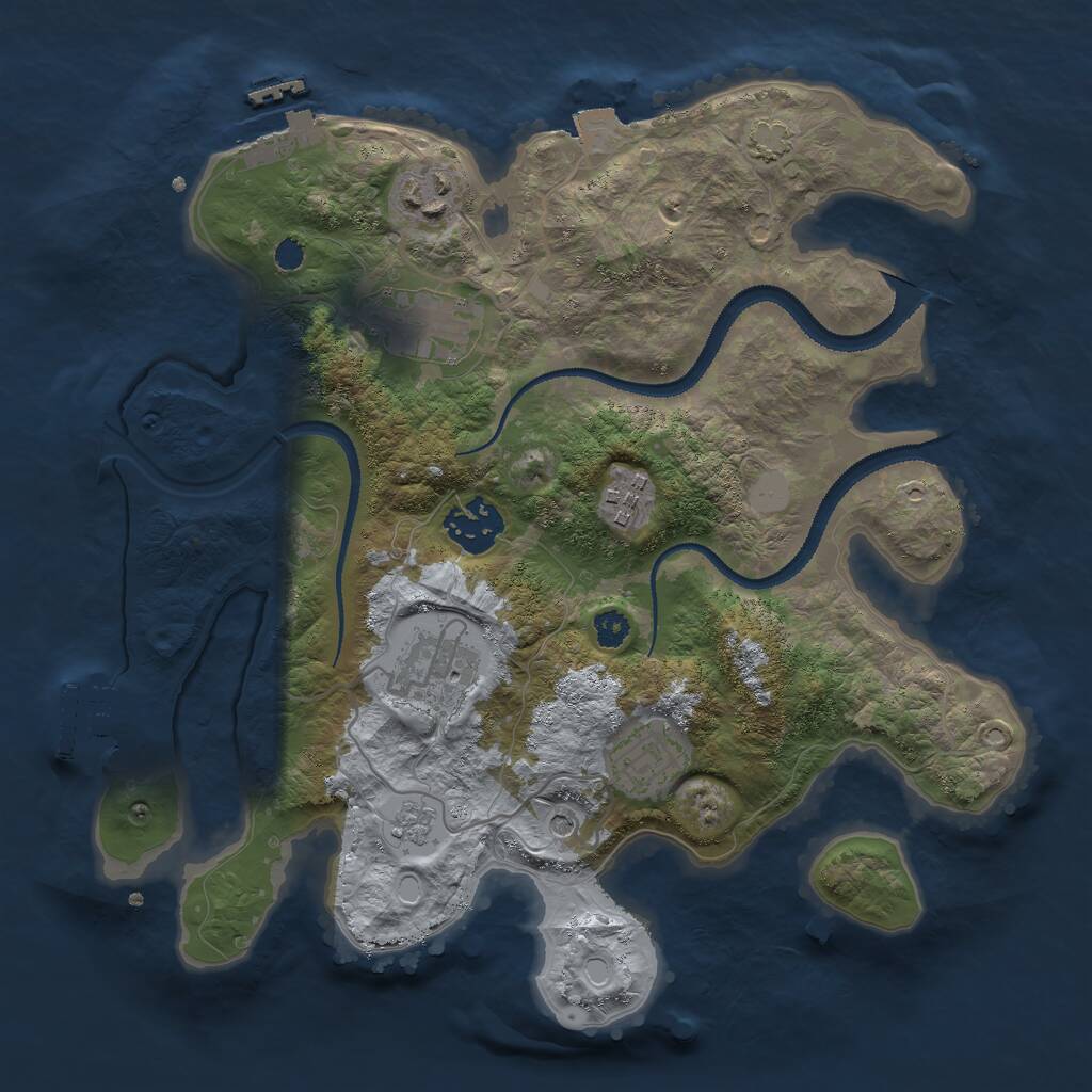 Rust Map: Procedural Map, Size: 3000, Seed: 25229, 12 Monuments