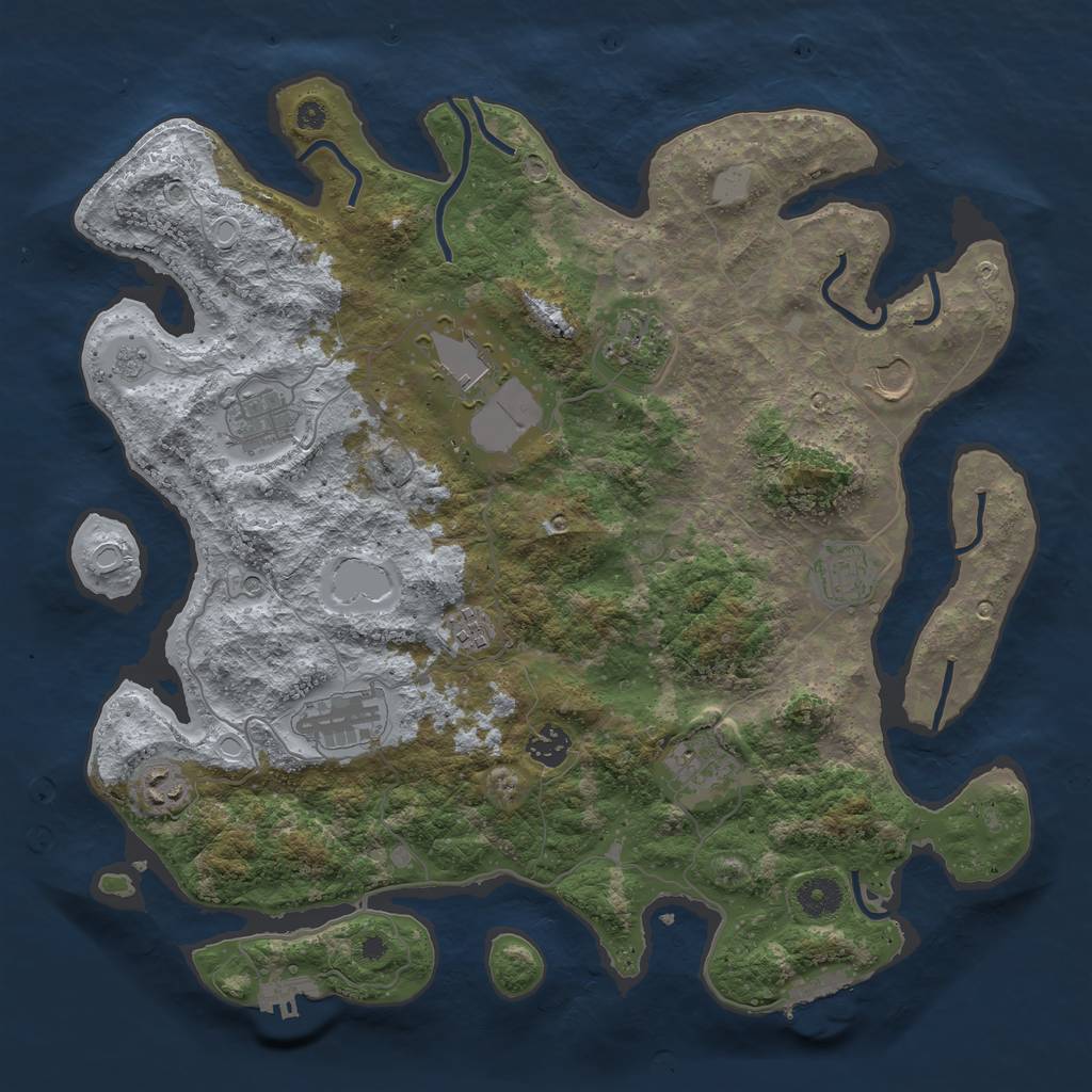 Rust Map: Procedural Map, Size: 3900, Seed: 797881, 17 Monuments