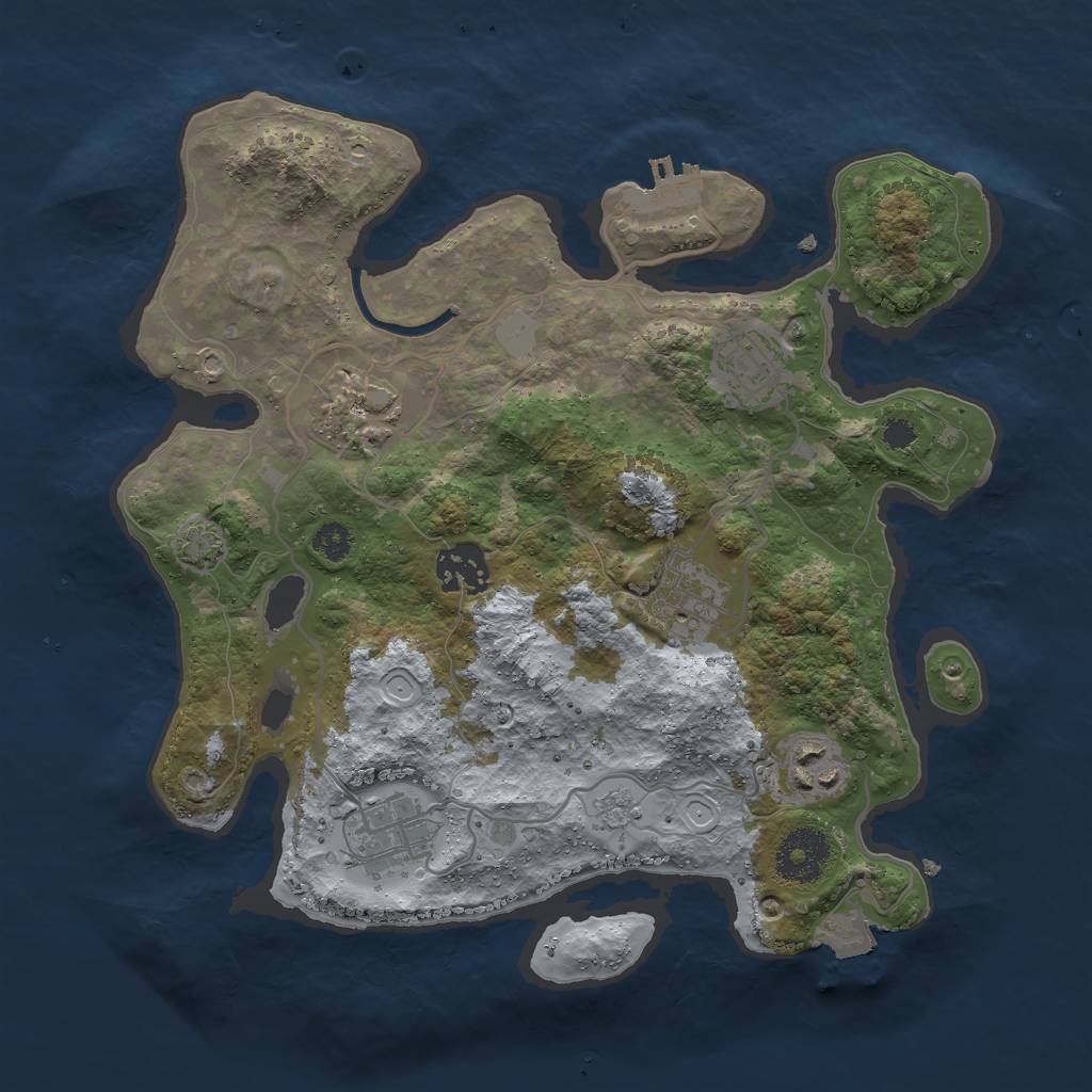 Rust Map: Procedural Map, Size: 3000, Seed: 26703, 12 Monuments