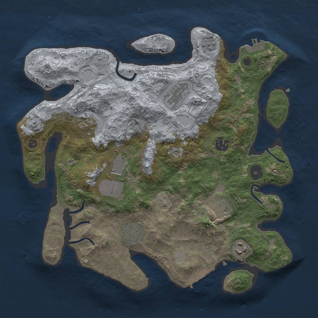 Rust Map: Procedural Map, Size: 3500, Seed: 1960365782, 15 Monuments