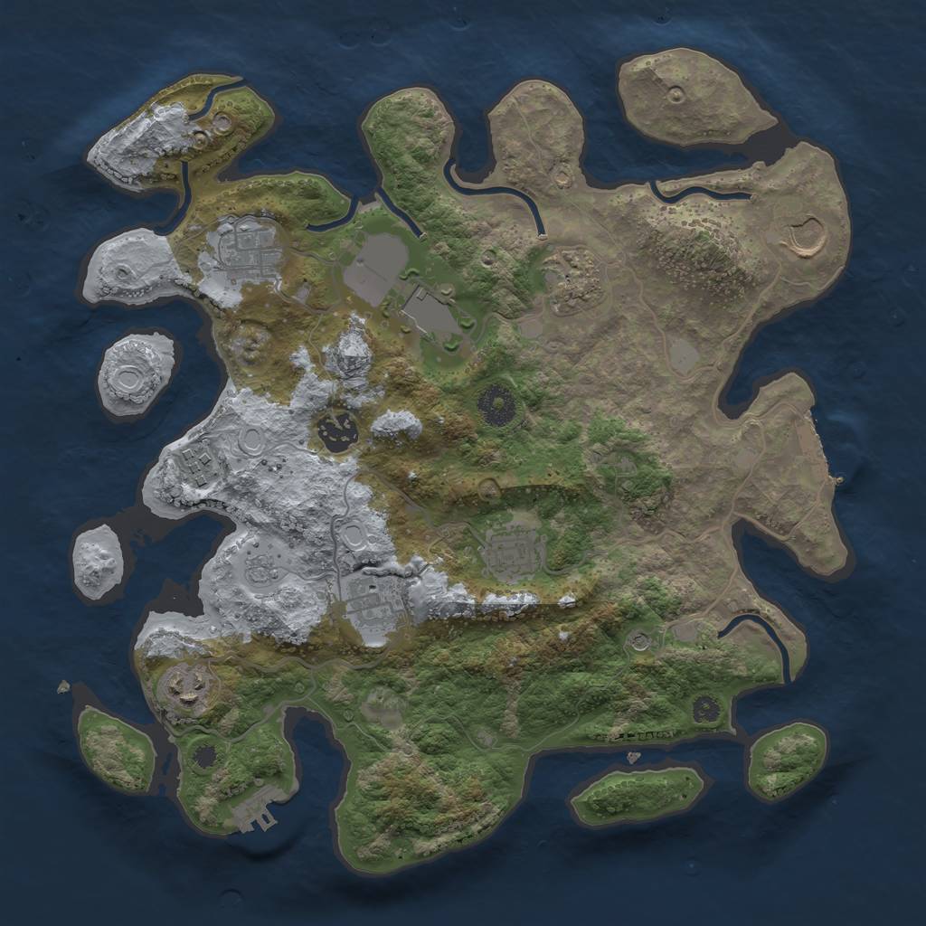 Rust Map: Procedural Map, Size: 3500, Seed: 1872733944, 16 Monuments