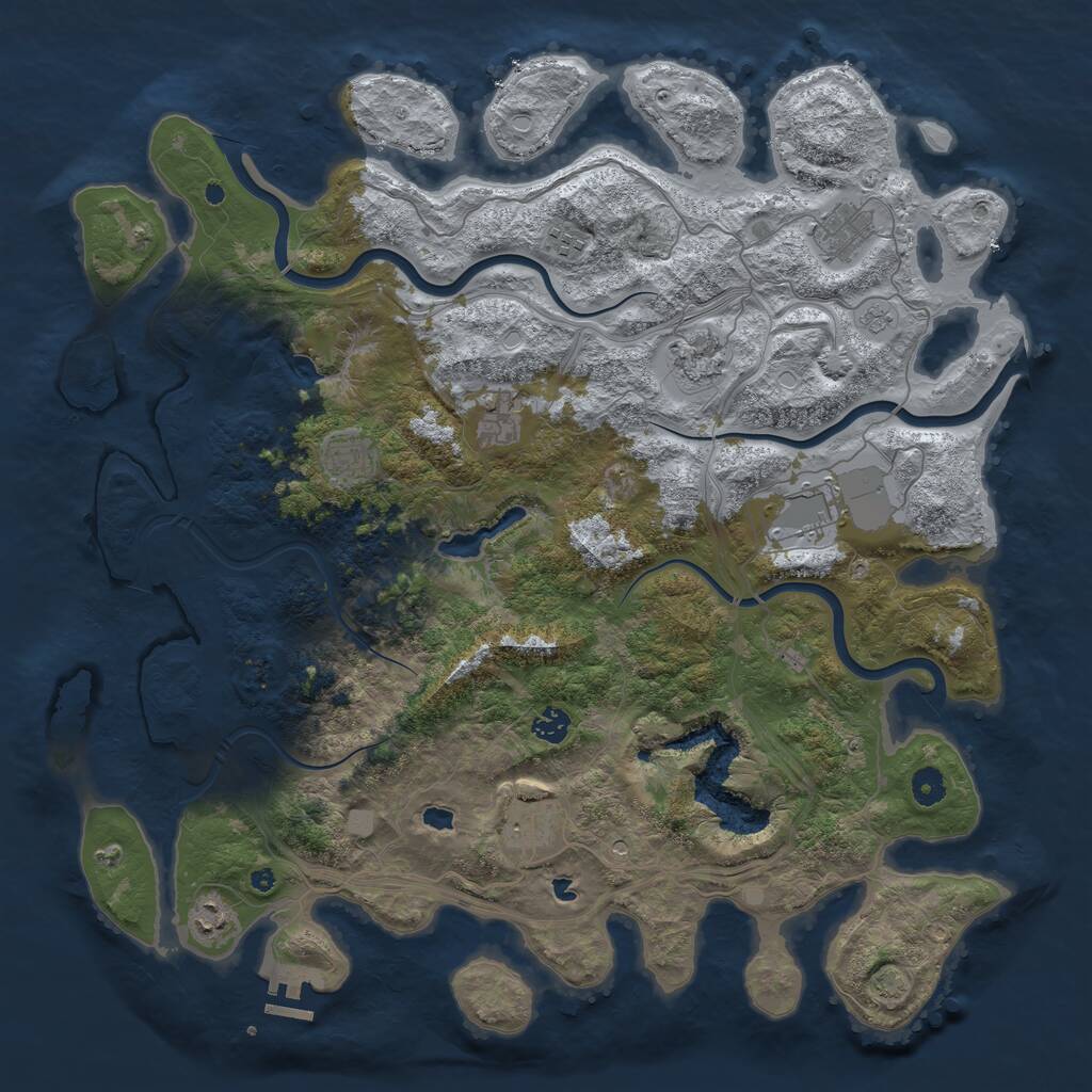 Rust Map: Procedural Map, Size: 4500, Seed: 137911147, 14 Monuments