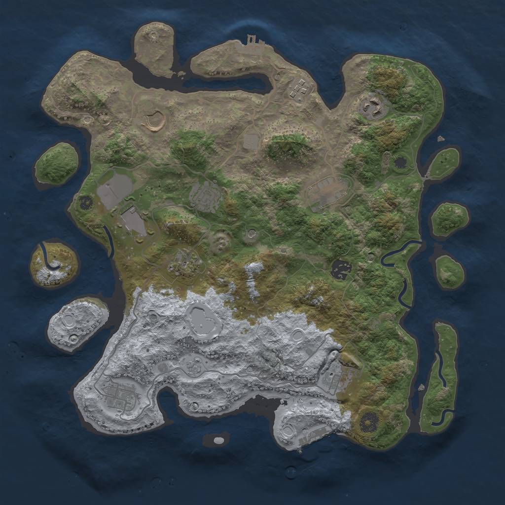 Rust Map: Procedural Map, Size: 3700, Seed: 454469222, 17 Monuments