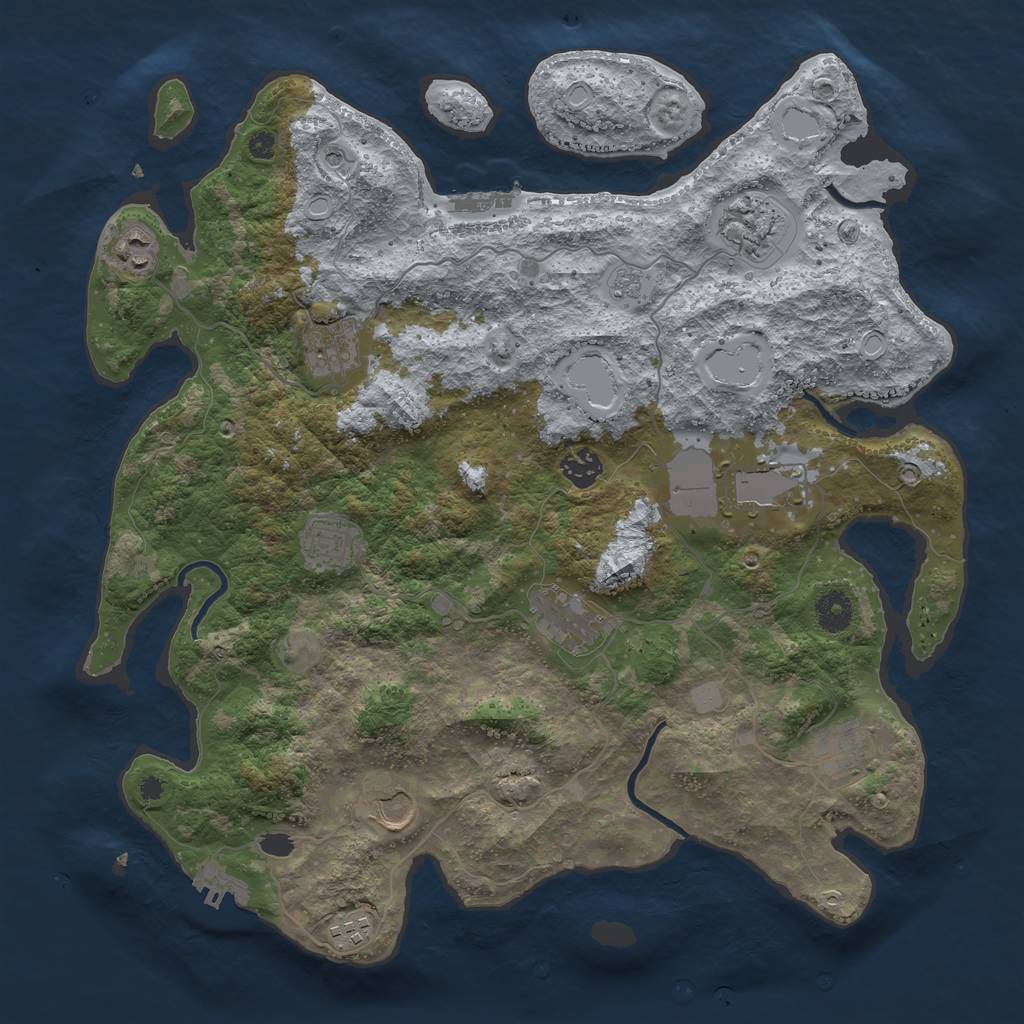 Rust Map: Procedural Map, Size: 3900, Seed: 1577078, 17 Monuments