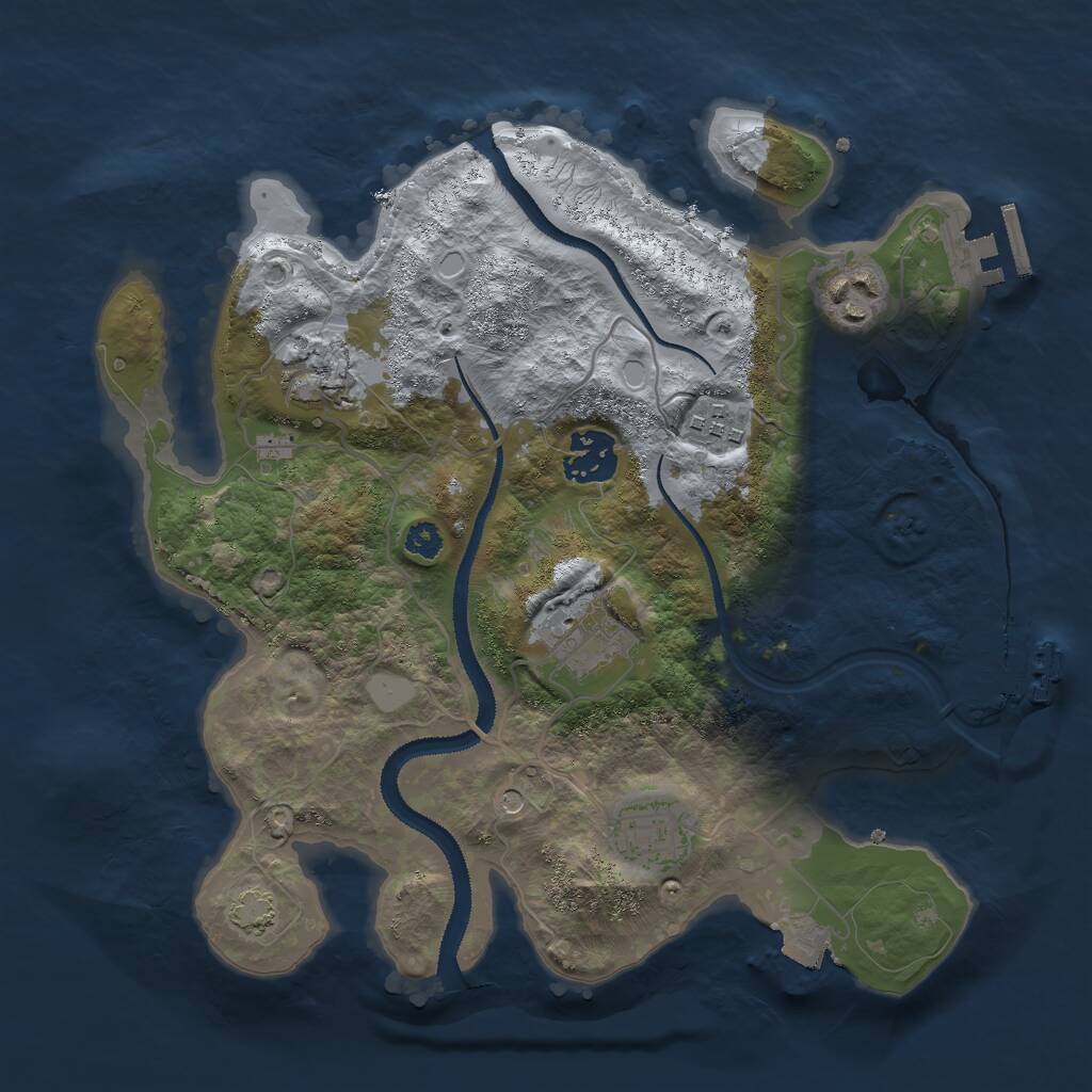 Rust Map: Procedural Map, Size: 3000, Seed: 1338368871, 11 Monuments