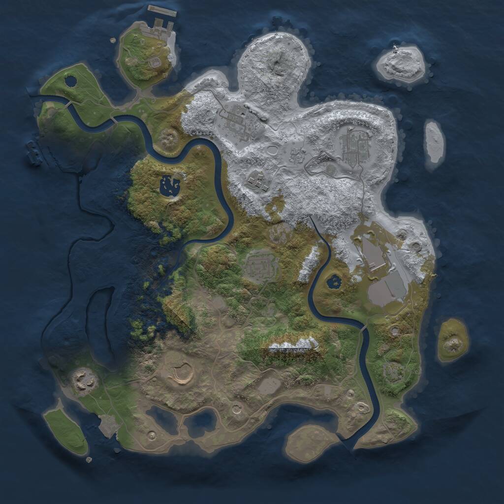 Rust Map: Procedural Map, Size: 3500, Seed: 1398883314, 14 Monuments