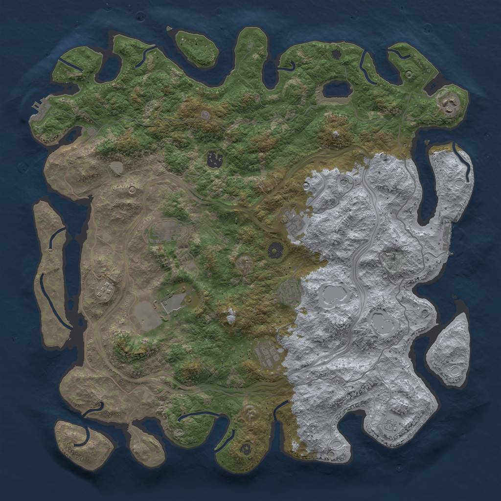 Rust Map: Procedural Map, Size: 4500, Seed: 601376160, 15 Monuments