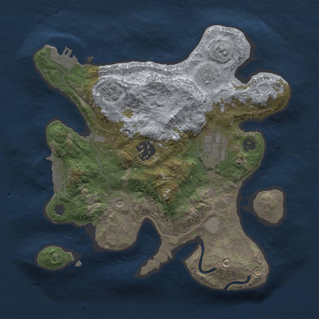 Rust Map: Procedural Map, Size: 2500, Seed: 9857, 10 Monuments