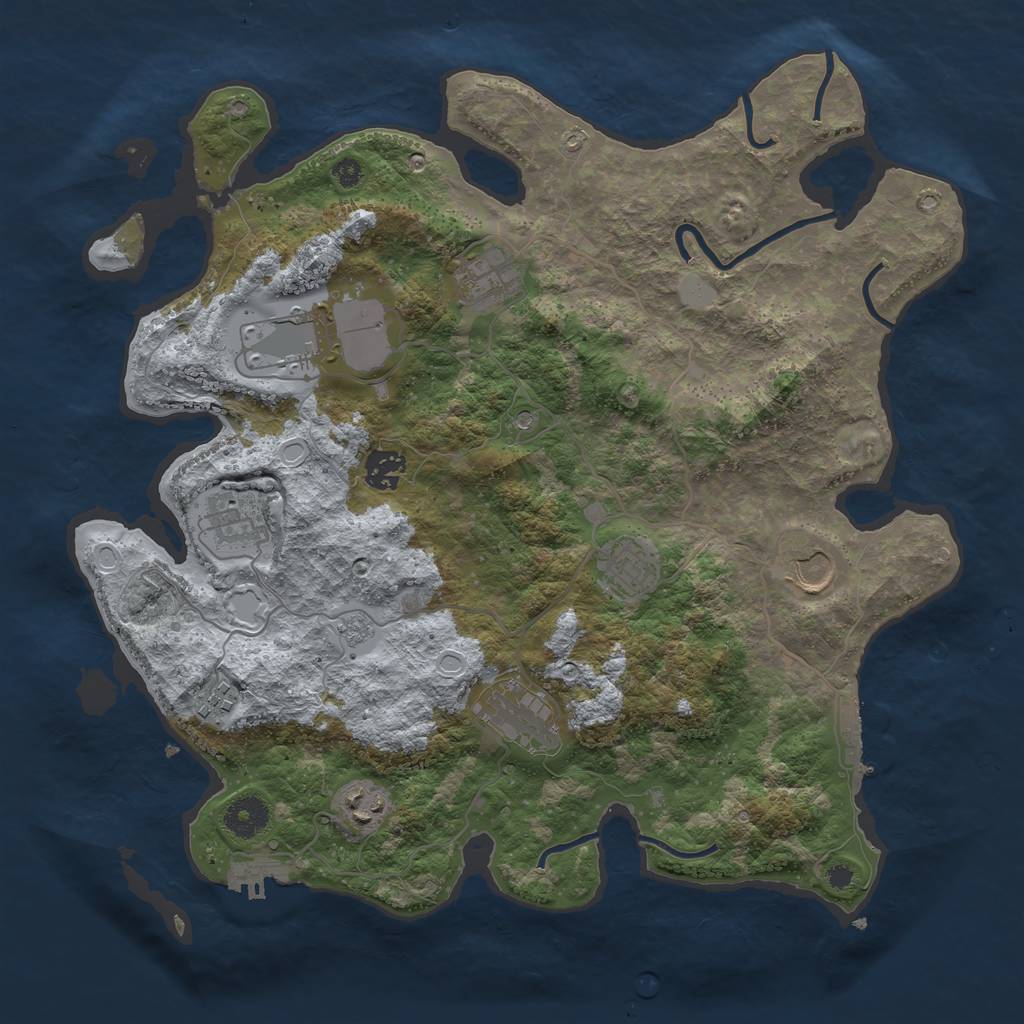 Rust Map: Procedural Map, Size: 3700, Seed: 166567127, 16 Monuments