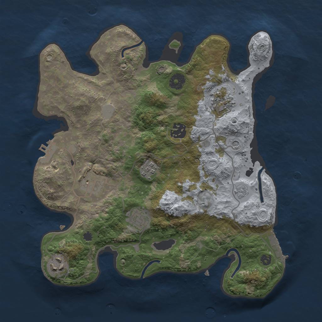 Rust Map: Procedural Map, Size: 3000, Seed: 32004, 13 Monuments