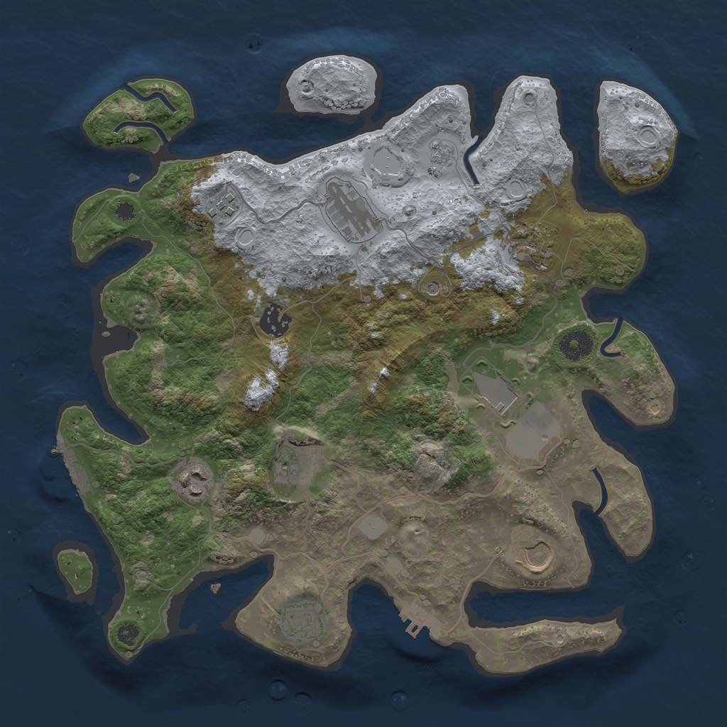 Rust Map: Procedural Map, Size: 3500, Seed: 840911669, 16 Monuments