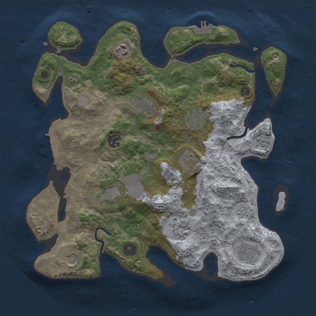Rust Map: Procedural Map, Size: 3500, Seed: 985253983, 17 Monuments