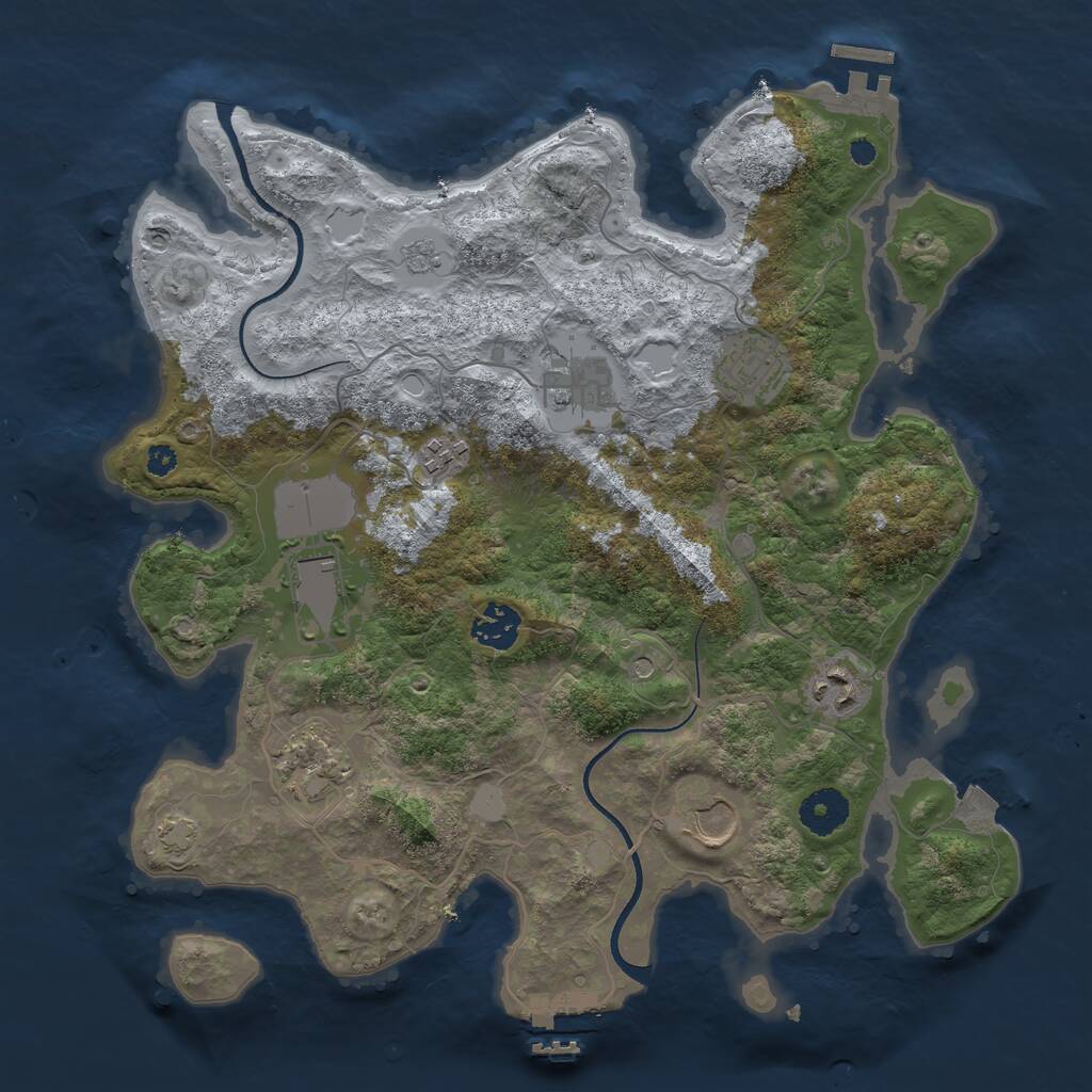 Rust Map: Procedural Map, Size: 3500, Seed: 32179880, 14 Monuments