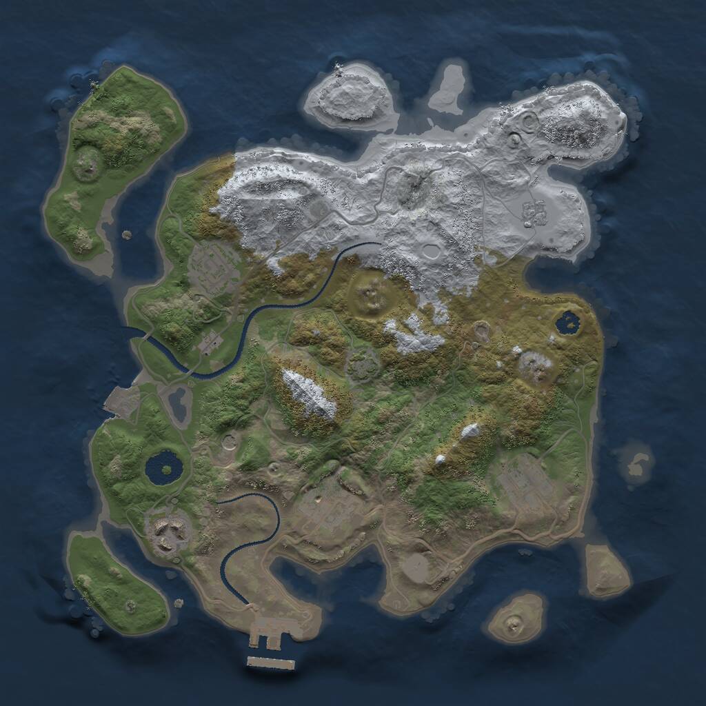 Rust Map: Procedural Map, Size: 3000, Seed: 2050407464, 9 Monuments