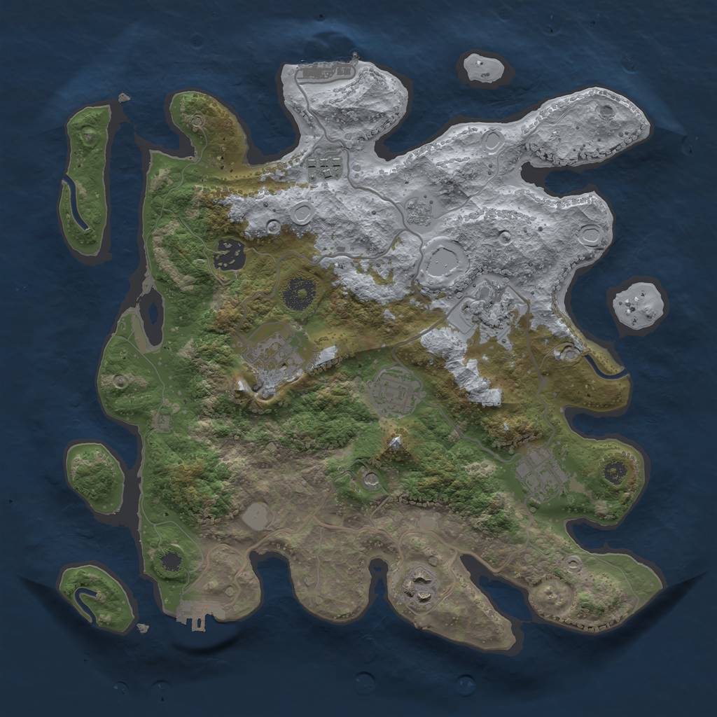 Rust Map: Procedural Map, Size: 3250, Seed: 9122009, 14 Monuments