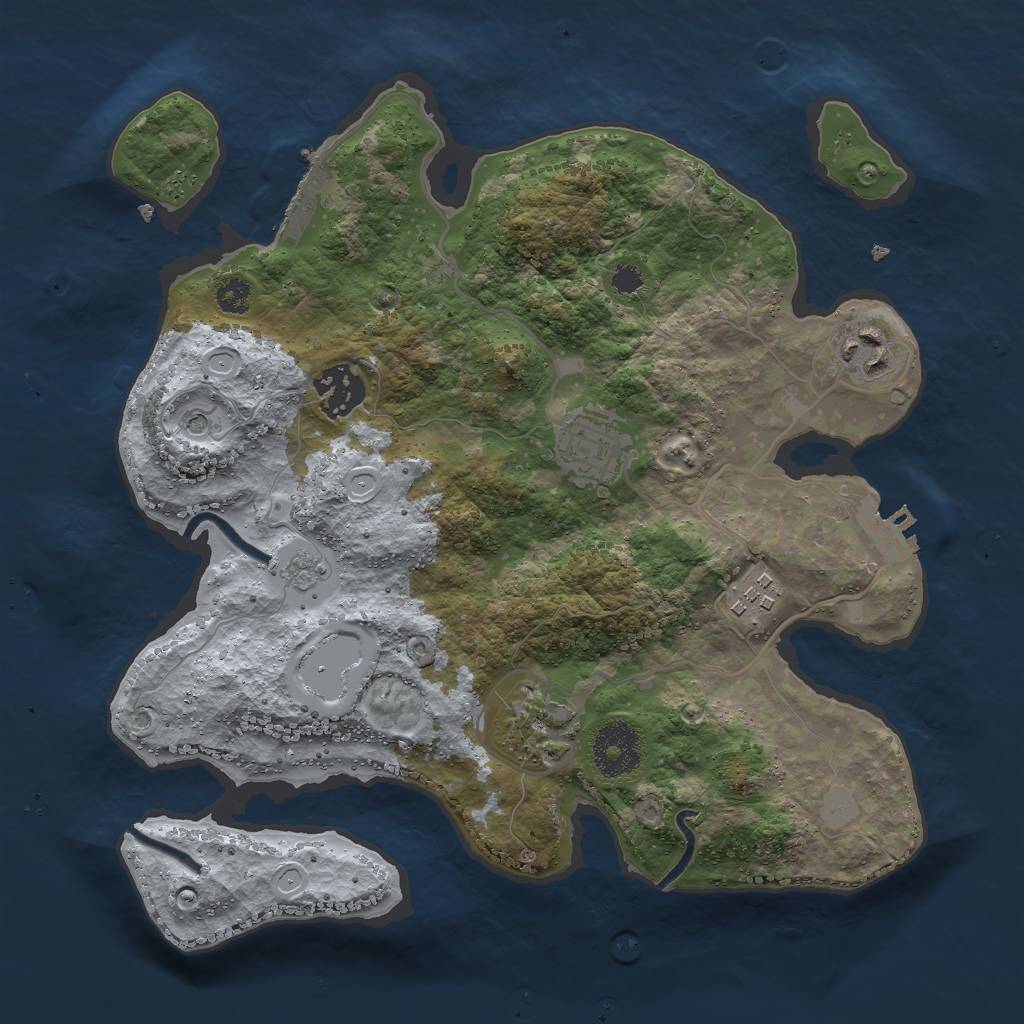 Rust Map: Procedural Map, Size: 3000, Seed: 442612354, 12 Monuments