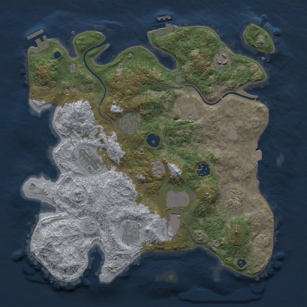 Rust Map: Procedural Map, Size: 3500, Seed: 272029784, 14 Monuments