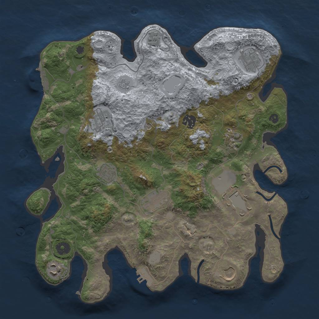 Rust Map: Procedural Map, Size: 3500, Seed: 1624160795, 17 Monuments