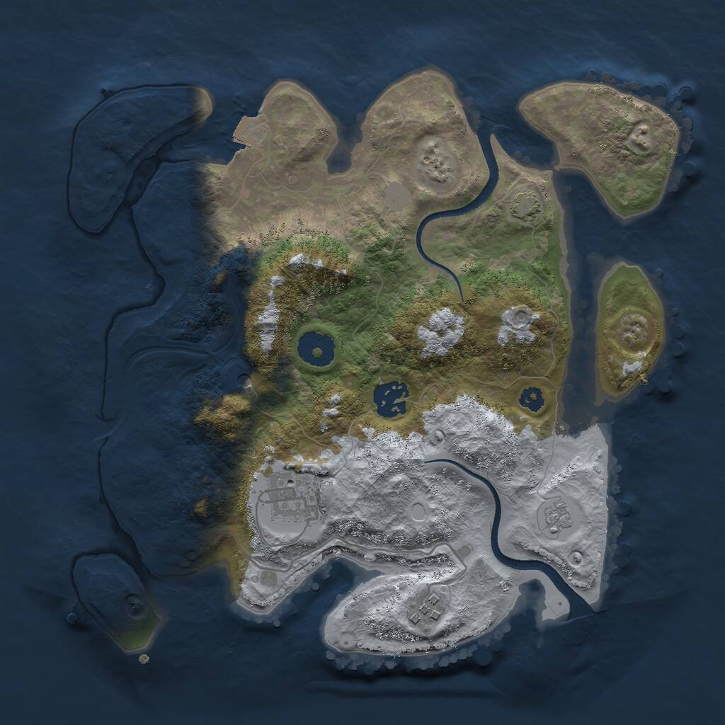 Rust Map: Procedural Map, Size: 3000, Seed: 27717, 7 Monuments
