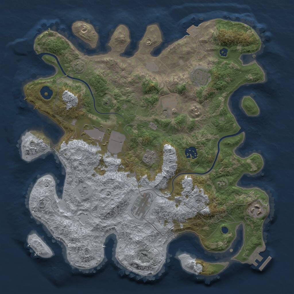 Rust Map: Procedural Map, Size: 3500, Seed: 1477831120, 12 Monuments