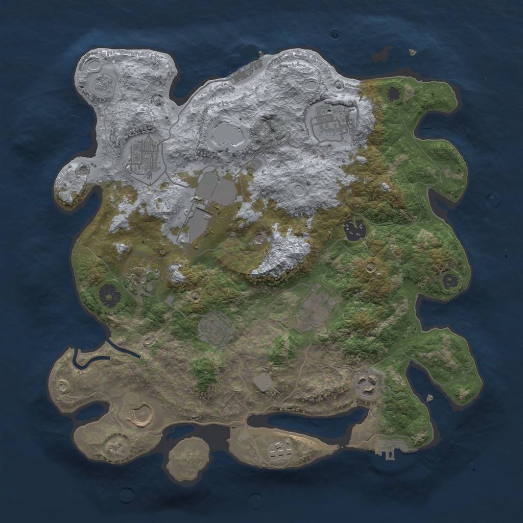 Rust Map: Procedural Map, Size: 3500, Seed: 1964601099, 17 Monuments
