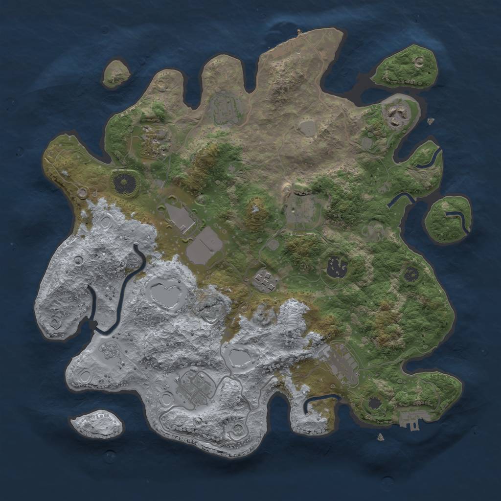 Rust Map: Procedural Map, Size: 3500, Seed: 1852295586, 16 Monuments