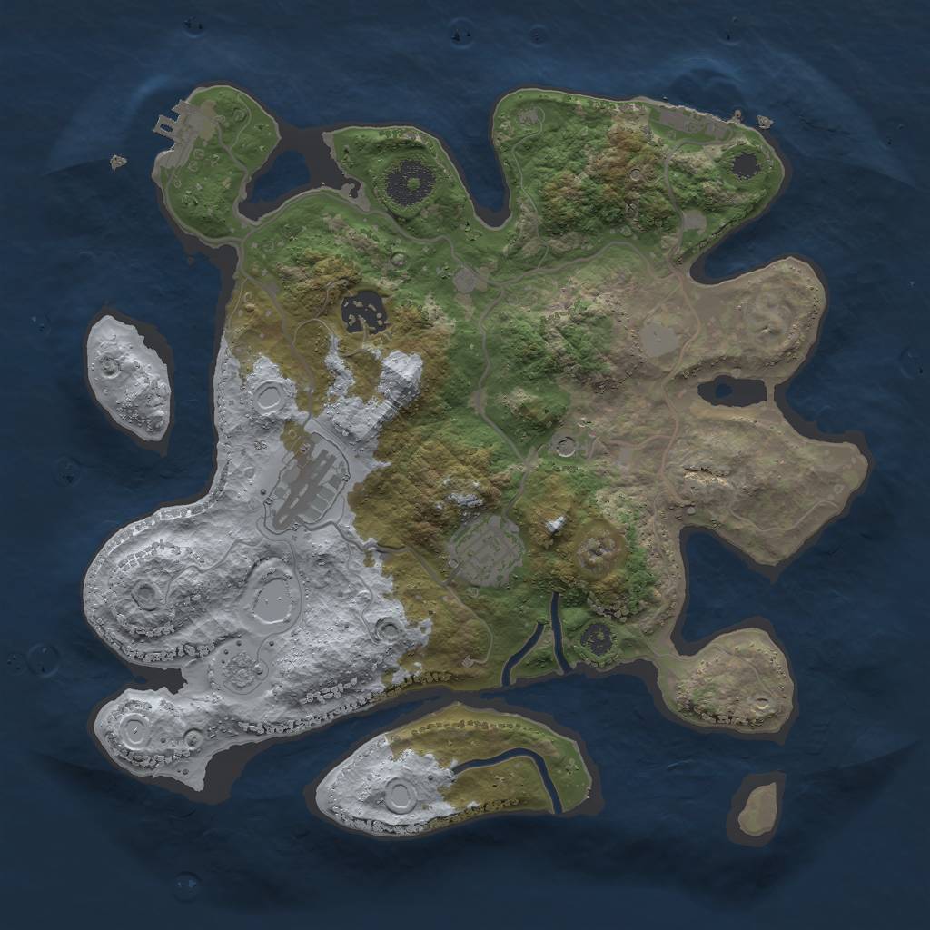 Rust Map: Procedural Map, Size: 3000, Seed: 14623, 10 Monuments