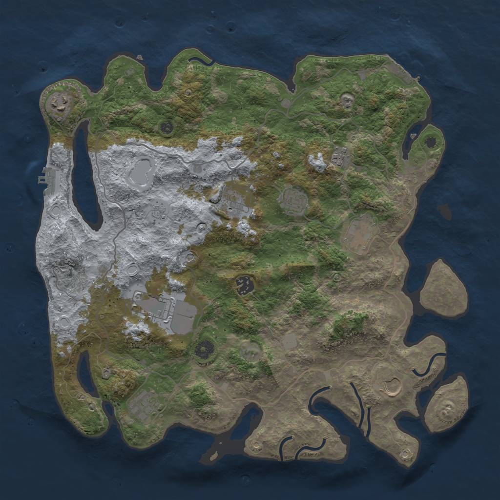 Rust Map: Procedural Map, Size: 4000, Seed: 631434, 16 Monuments