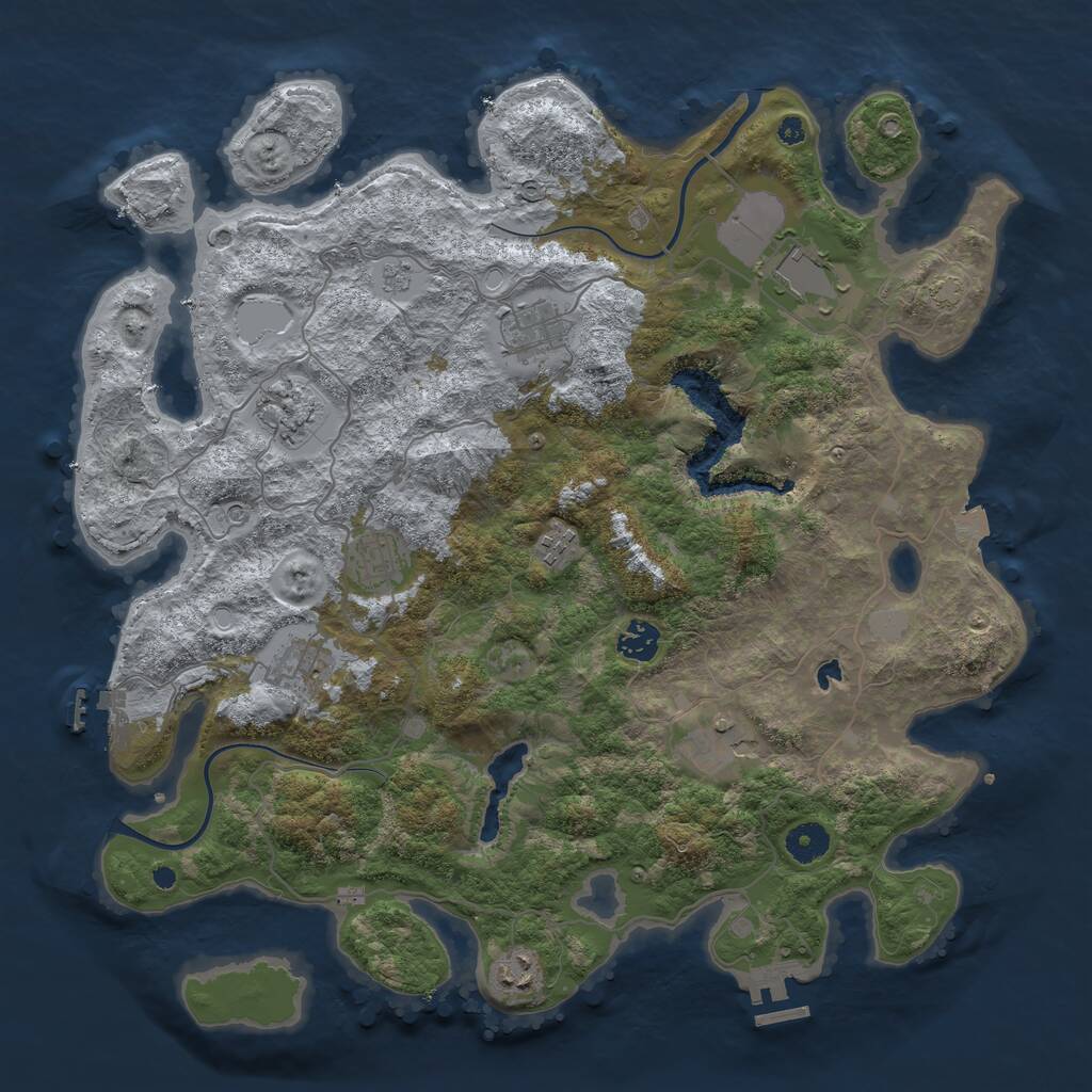 Rust Map: Procedural Map, Size: 4000, Seed: 64891184, 15 Monuments
