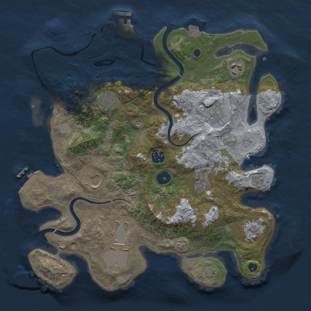 Rust Map: Procedural Map, Size: 3500, Seed: 1380909712, 15 Monuments