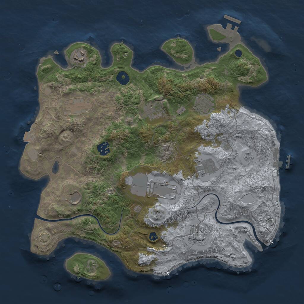 Rust Map: Procedural Map, Size: 3500, Seed: 213432966, 14 Monuments