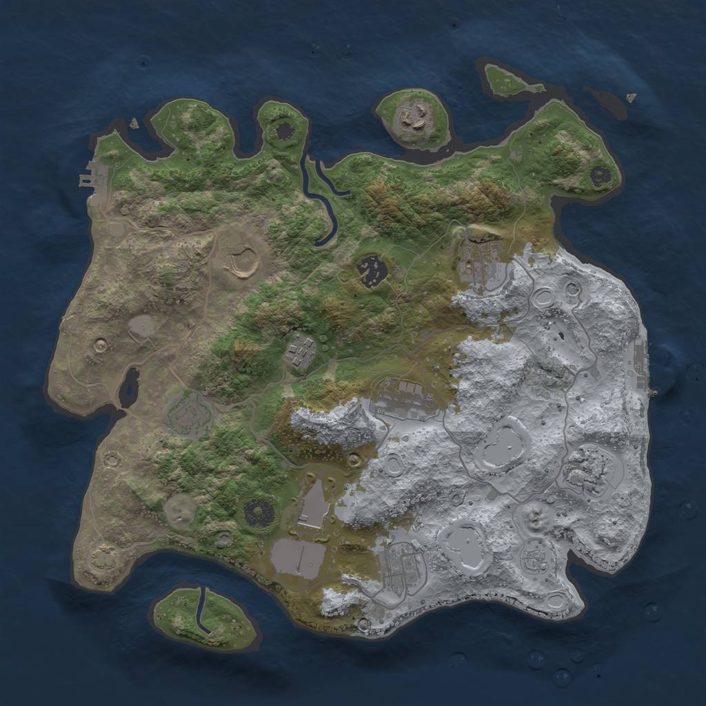 Rust Map: Procedural Map, Size: 3500, Seed: 213432966, 18 Monuments