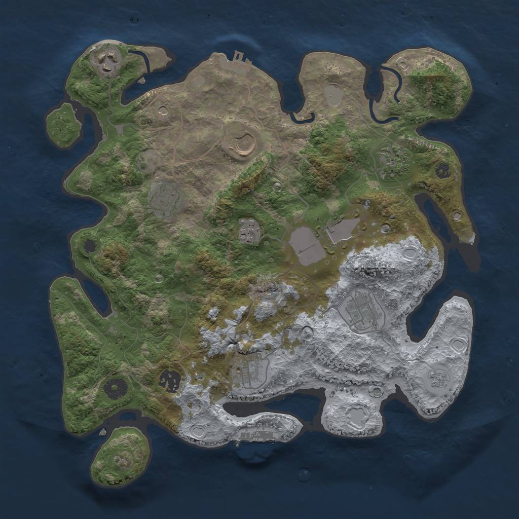 Rust Map: Procedural Map, Size: 3500, Seed: 299003191, 16 Monuments