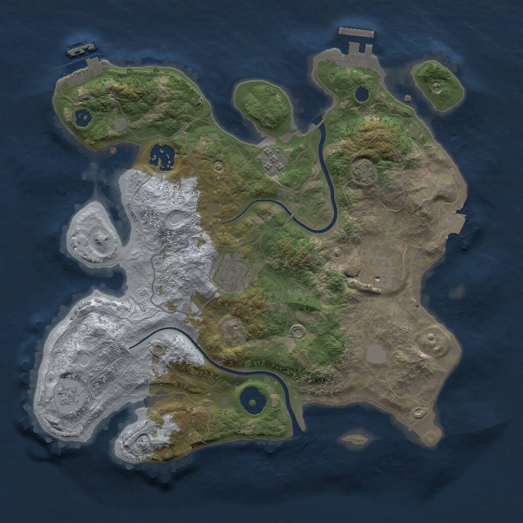 Rust Map: Procedural Map, Size: 3000, Seed: 974, 9 Monuments