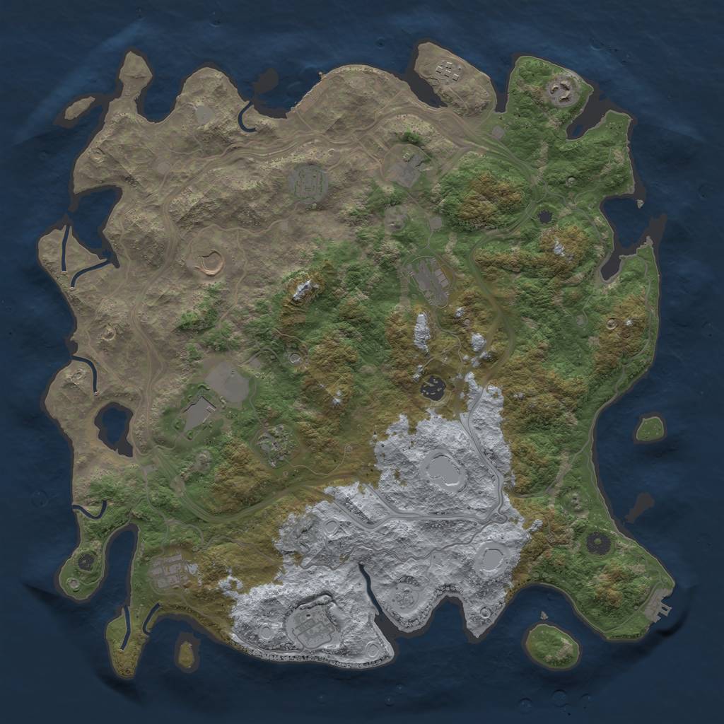 Rust Map: Procedural Map, Size: 4500, Seed: 555198421, 18 Monuments