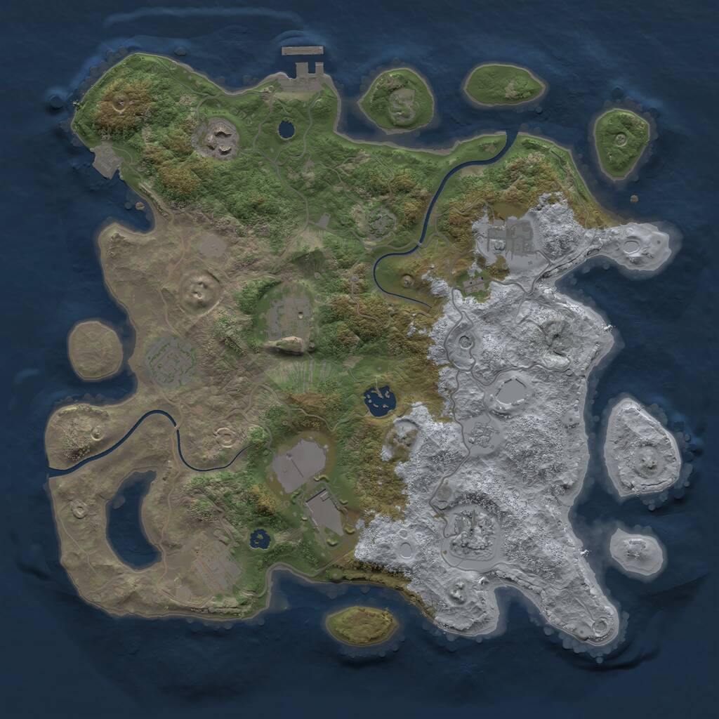 Rust Map: Procedural Map, Size: 3500, Seed: 1094941131, 13 Monuments