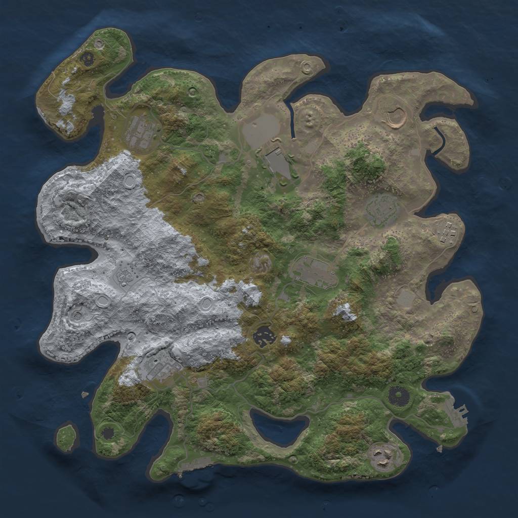 Rust Map: Procedural Map, Size: 3700, Seed: 96619284, 16 Monuments