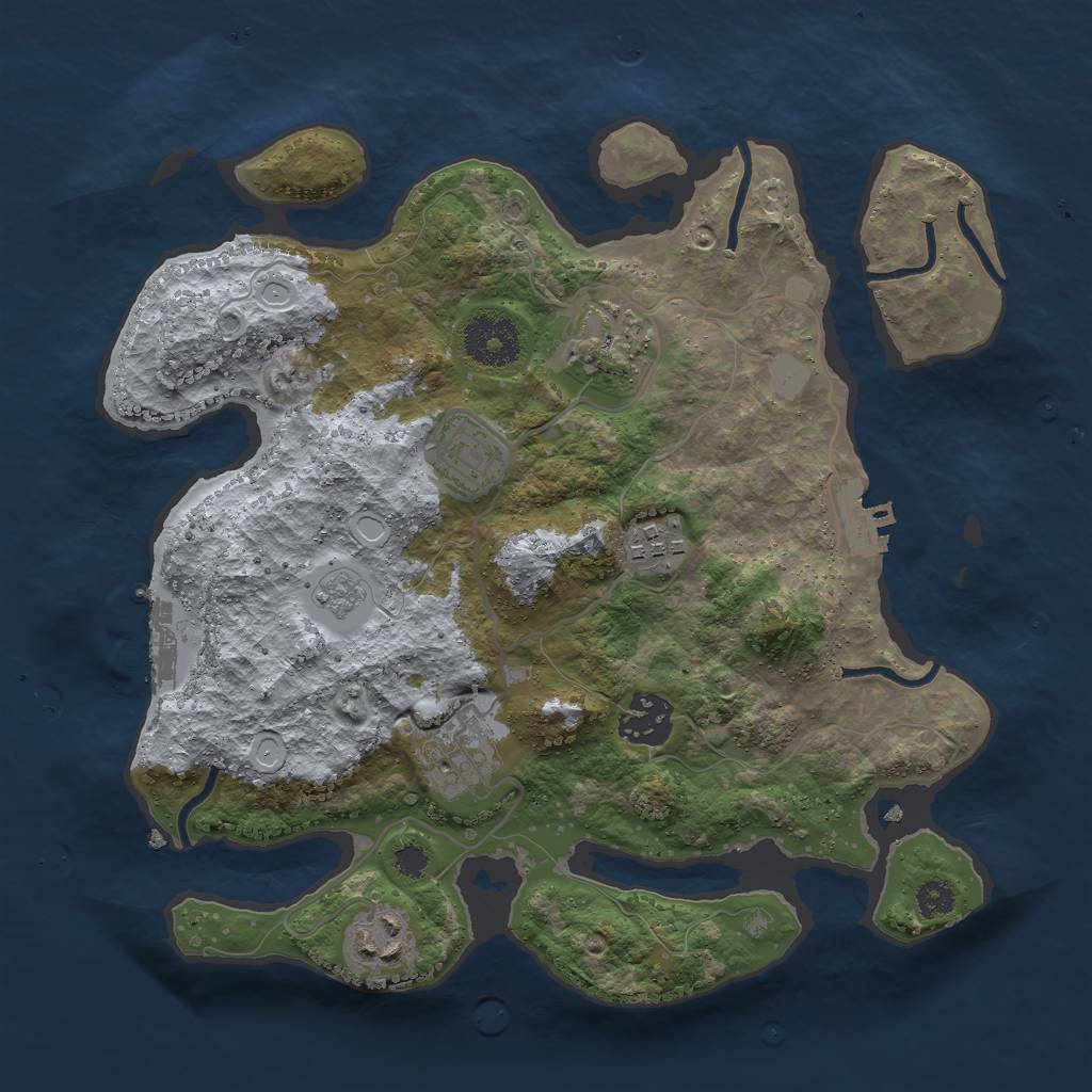 Rust Map: Procedural Map, Size: 3000, Seed: 2053582339, 12 Monuments